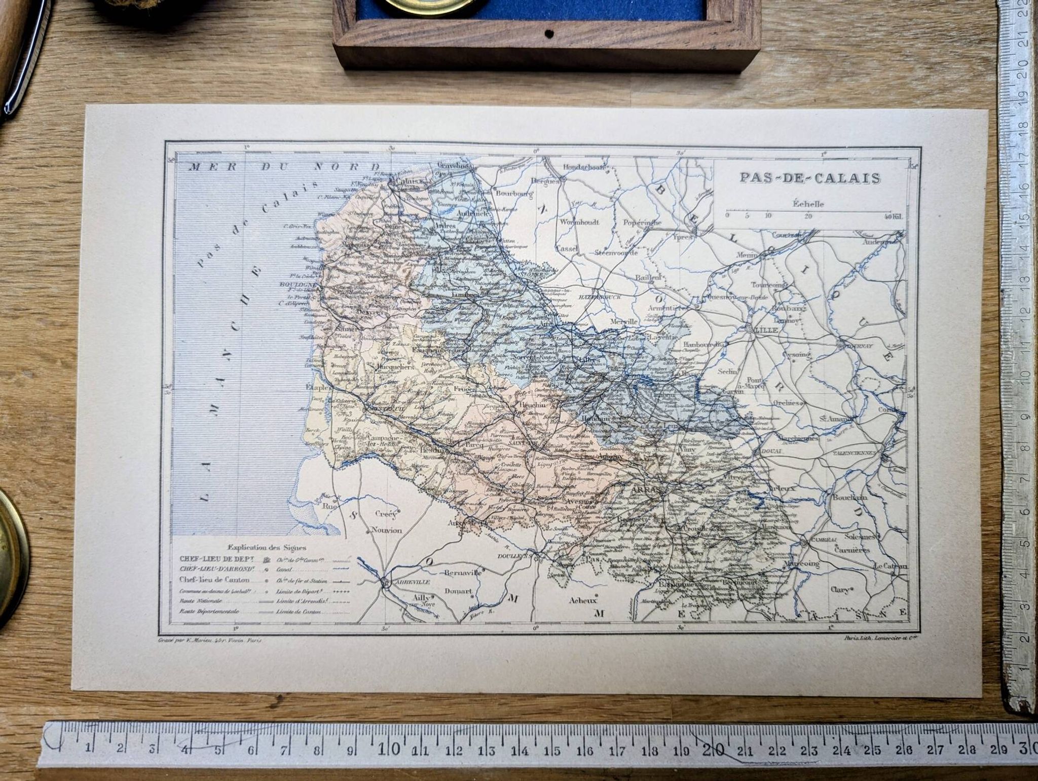 Map of Pas-de-Calais, printed in 1889.
