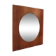 Large teak wooden mirror, round with a square frame, 1960s.