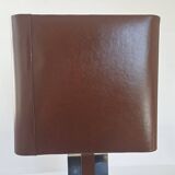 Lampe en métal chromé et simili-cuir marron, 1970