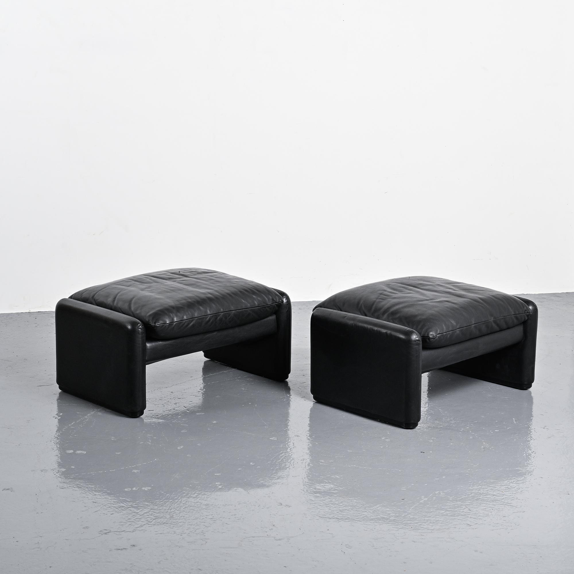 Pair of Maralunga ottomans, Vico Magistretti for Cassina, Italy, 1973