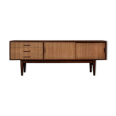 Classic vintage mid-century mahogany buffet with drawers, Danish Scandinavian style, 1970s.