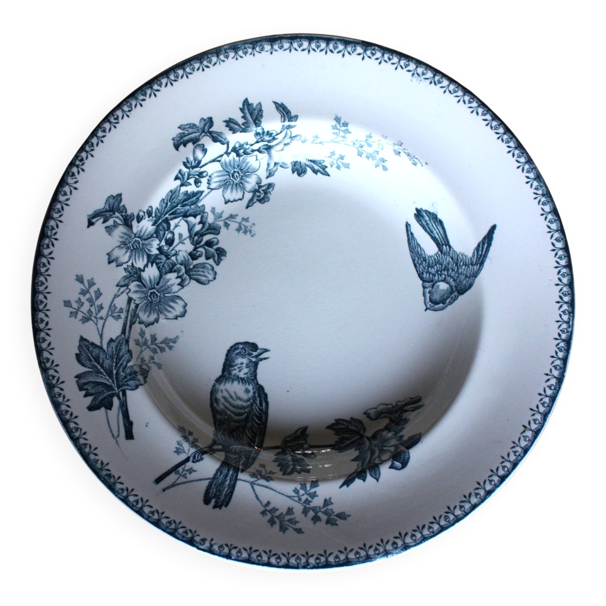A deep plate Terre de fer Blue Mésange Longwy