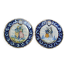 Pair of old Quimper earthenware plates signed Henriot