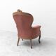 Pair of classic vintage armchairs in carved wood and fabric, 1950s