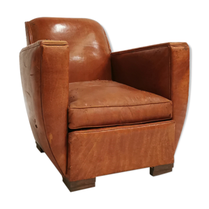 fauteuil cuir club ancien art déco 1930