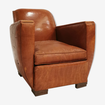 Leather armchair club old art deco, 1930