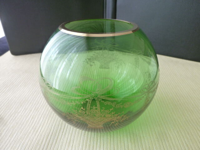 Vase ball Floral decoration engraved Gilding with fine gold