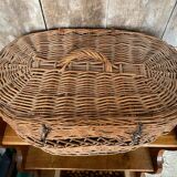 Ancien Panier Avec Couvercle Osier Tressé Malle De Transport Chat Chien