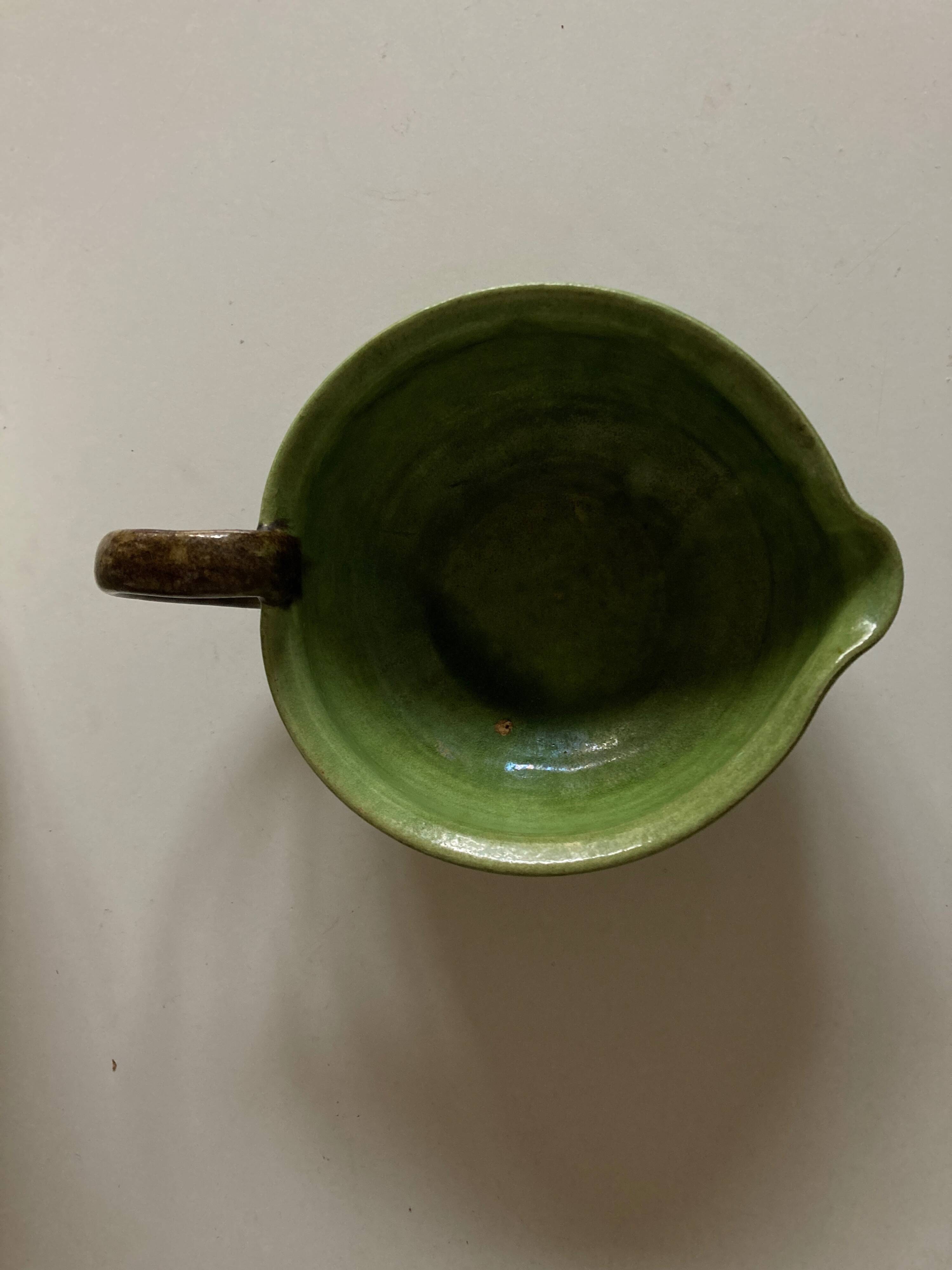 Green glazed earthenware bowl from Dieulefit 1960