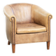 Vintage cowhide club armchair in English style in a light colour scheme