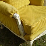 Set two chairs shabby chic fabric yellow