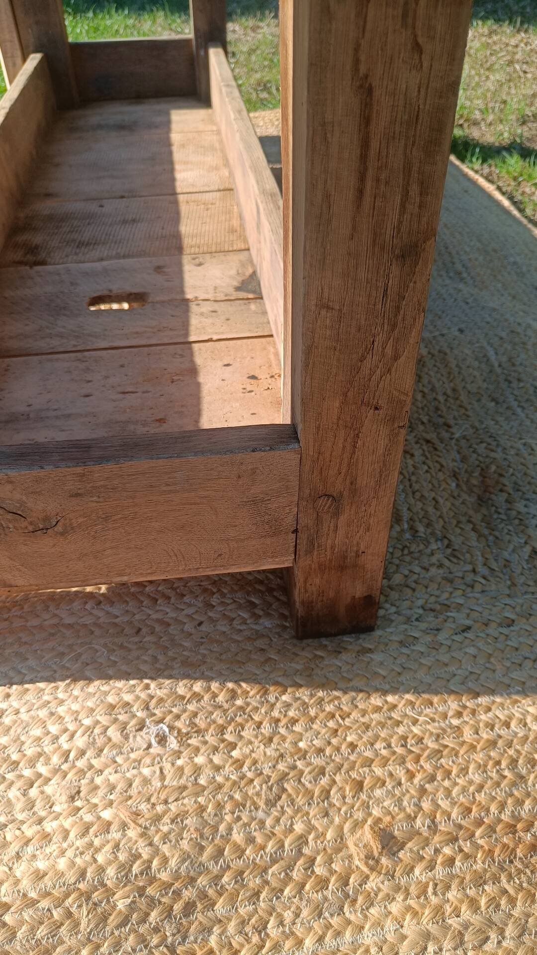 Old workshop bench in solid oak