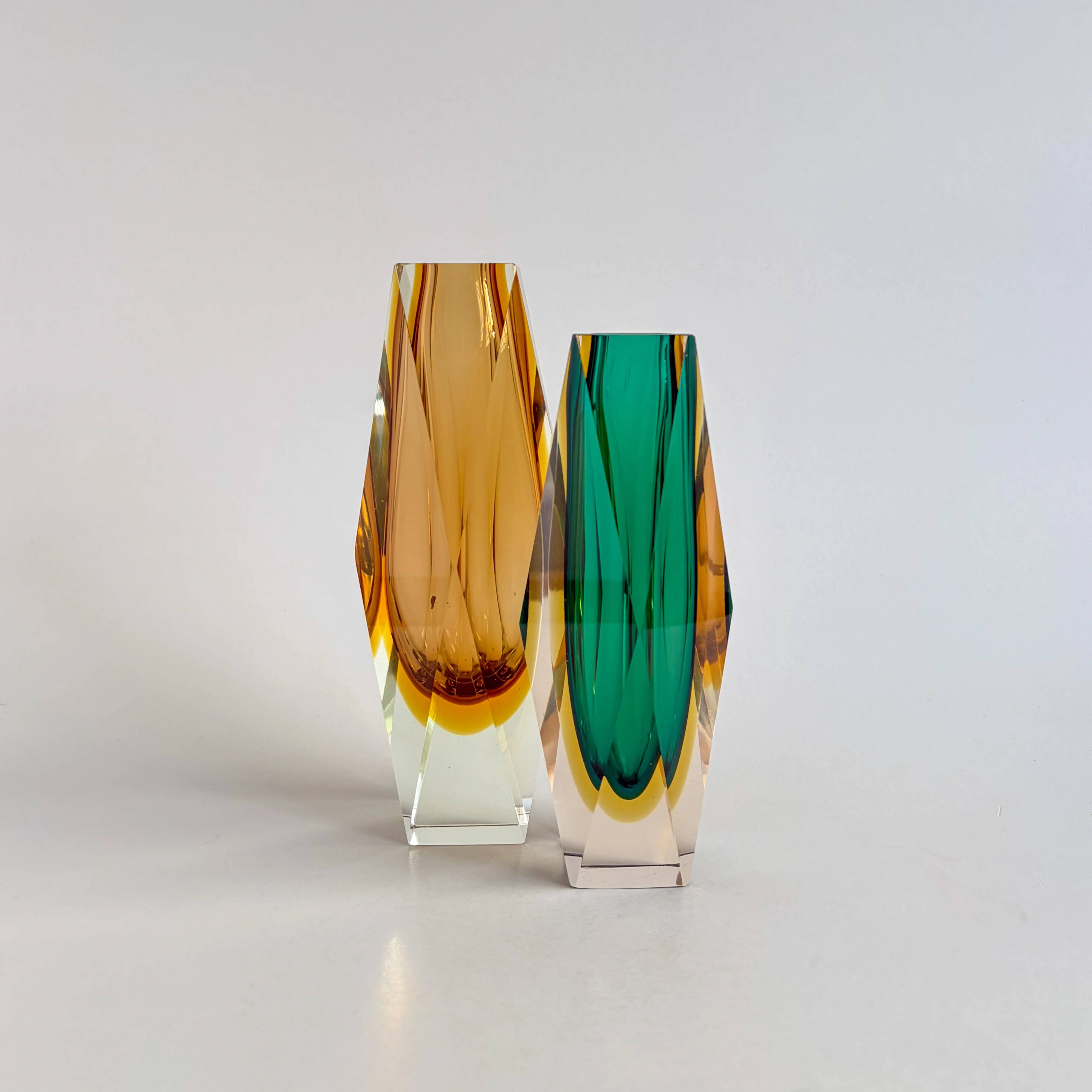 Faceted Murano Sommerso amber vase