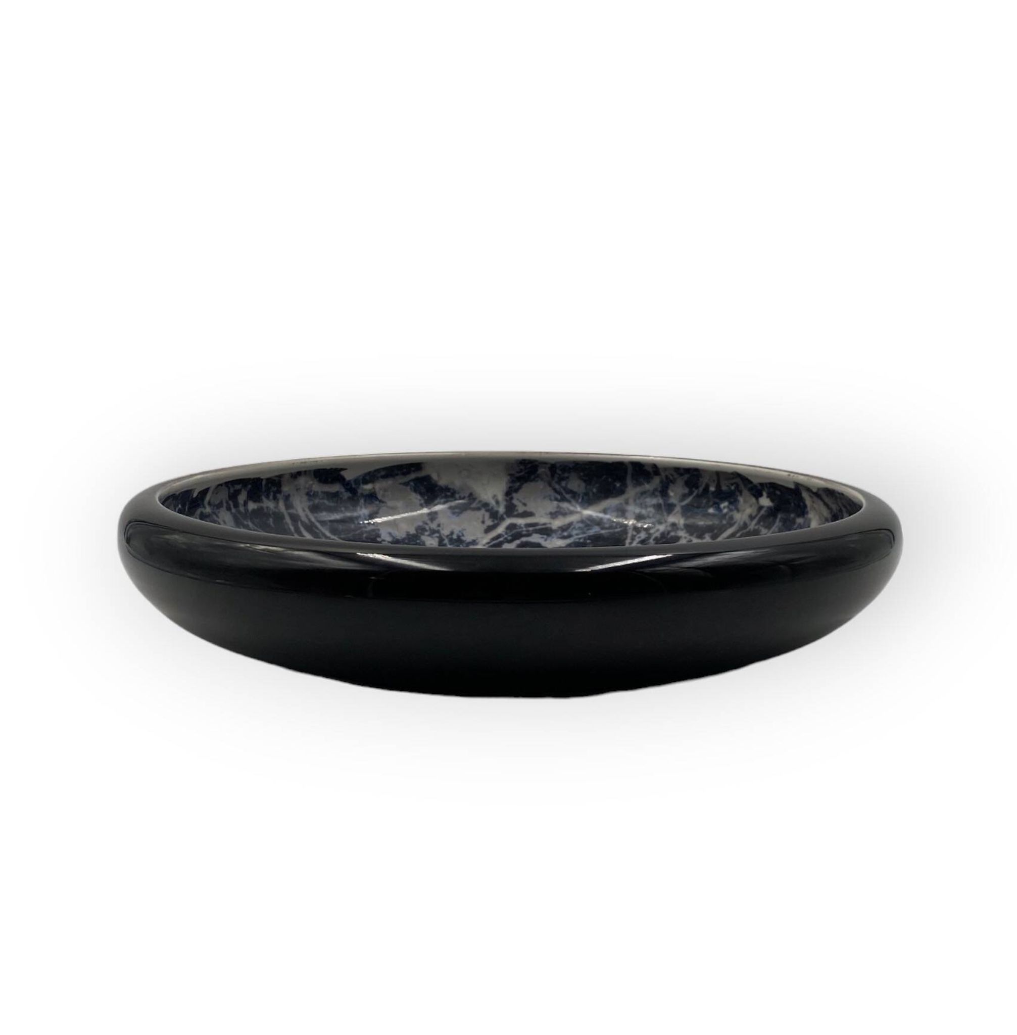 Alvino Bagni, centre de table / vide poche en céramique marbrée noire, ca. 1970