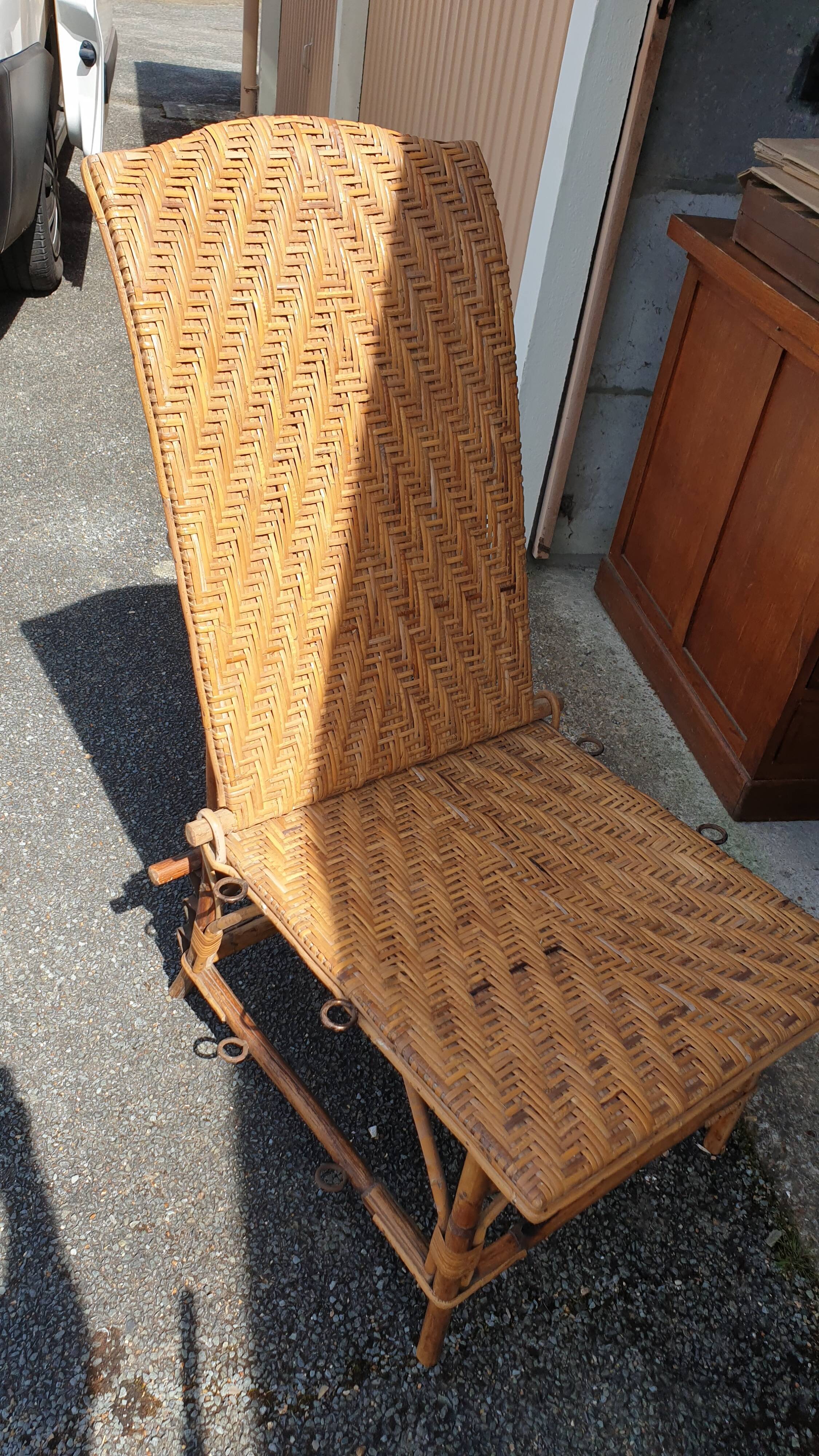 Rattan garden deckchair half XXth