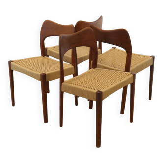 Set of 4 papercord dining chairs 'Logster' - Arne Hovmand Olsen