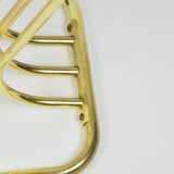 Table d'appoint en métal doré et verre, années 1980