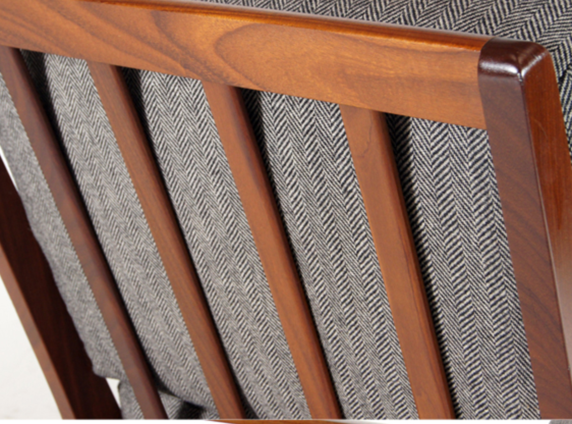 Vintage retro lounge chair in Danish teak wool