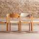 Lot of 4 chairs in solid beech, seated and back restored