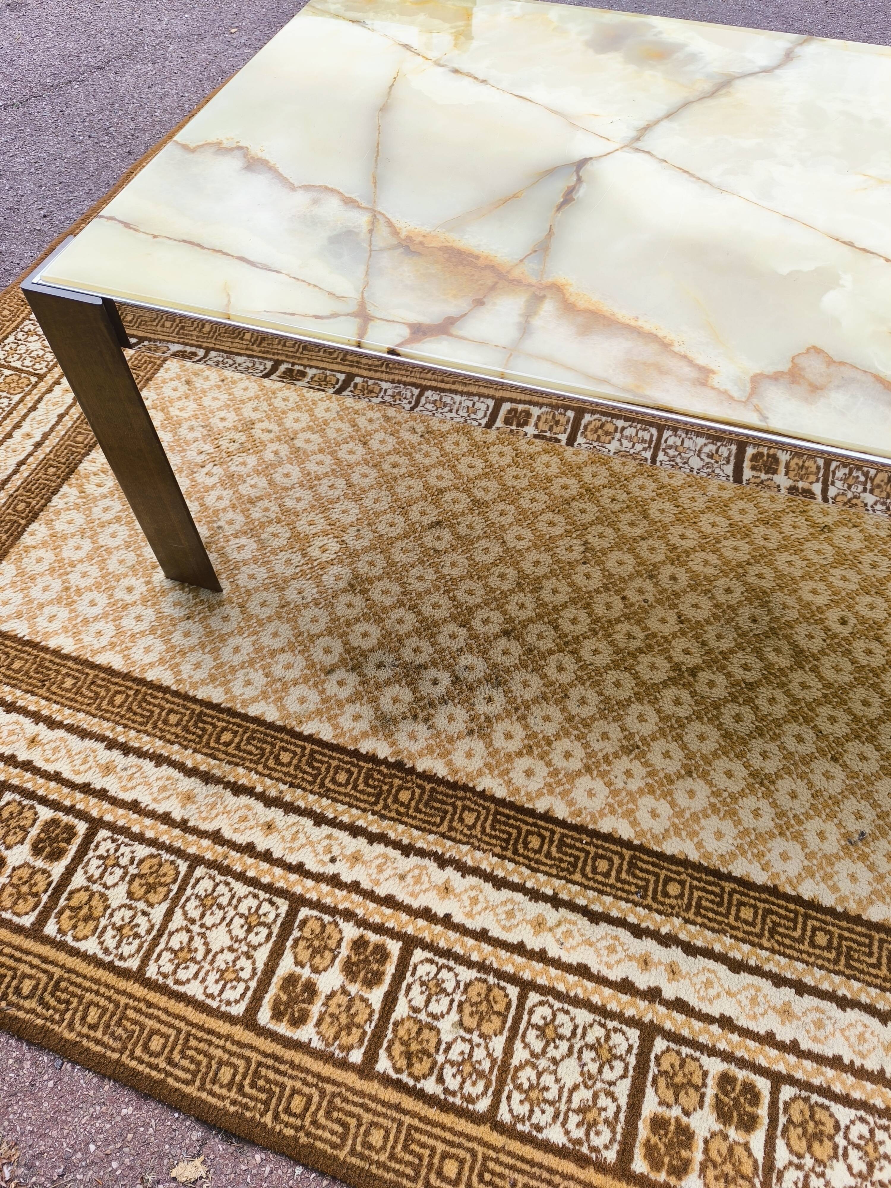 Wood chrome marble coffee table