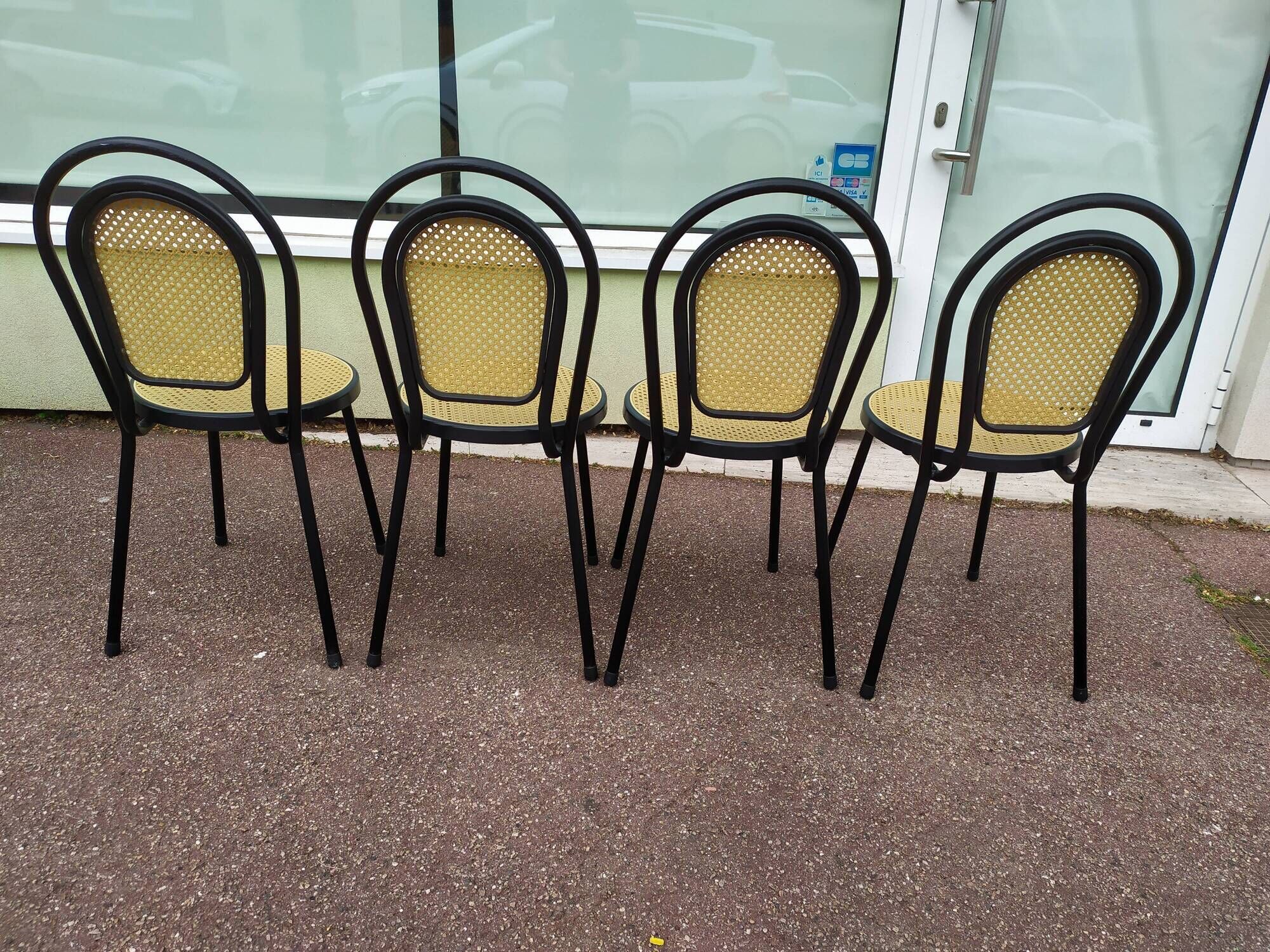 Lot of 4 black bistro chairs