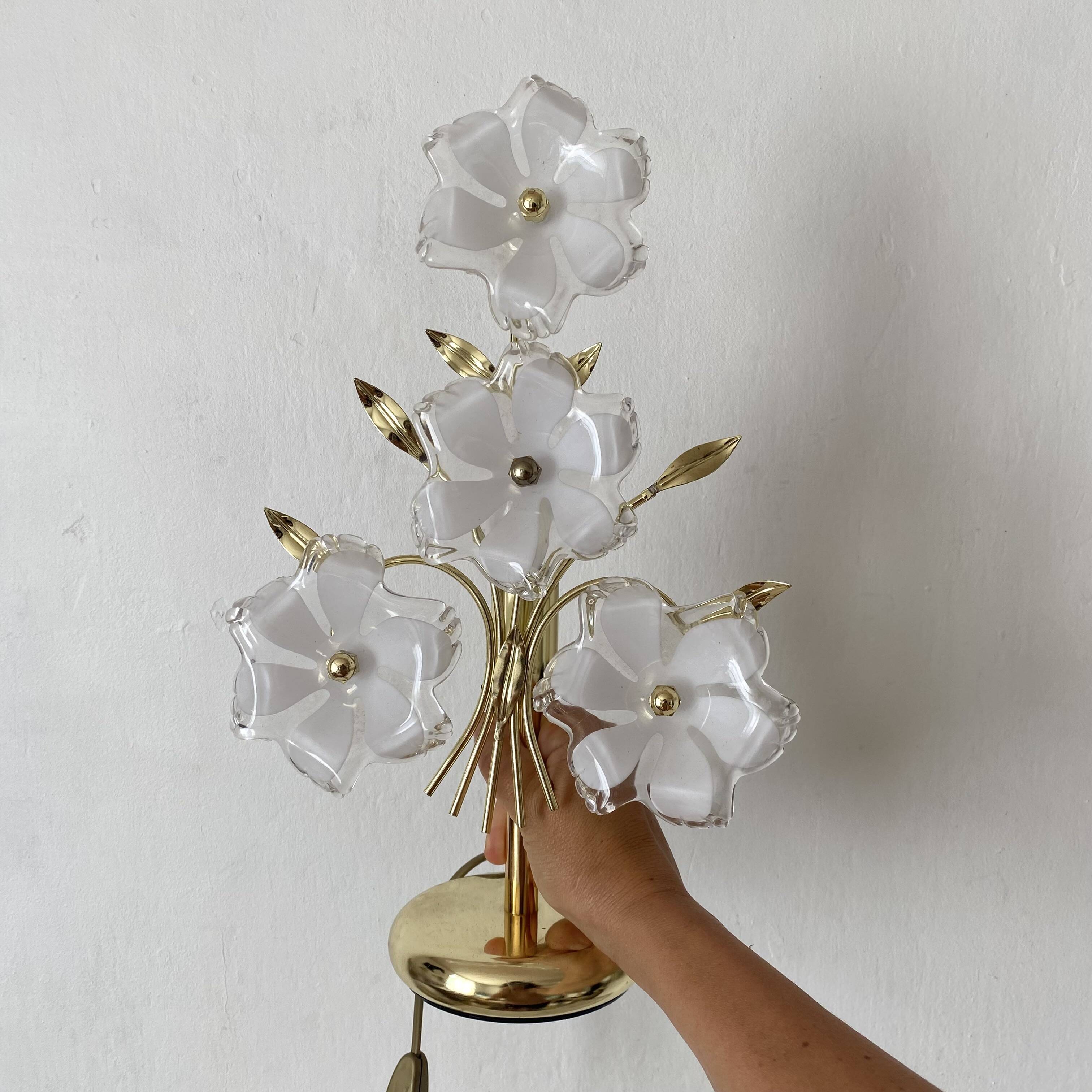 Murano glass flower lamp, Italy 1970-80