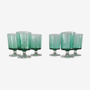 Set of 6 glasses of white wine Cavalier Luminarc vintage emerald green
