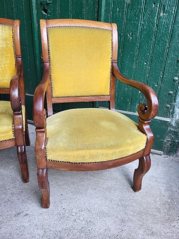 Pair of armchairs with mahogany restoration of the XlX th century