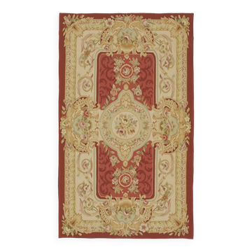 Tapis Aubusson Kilim vintage européen fait main 92 cm x 152 cm
