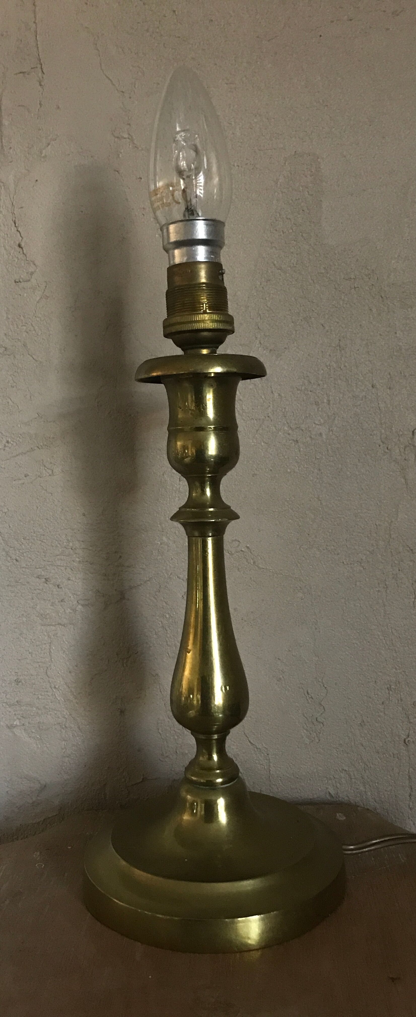 Lamp foot candle holder shape in solid brass 26.5 cm