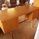 Oak-plated desk and formica 60s/70s
