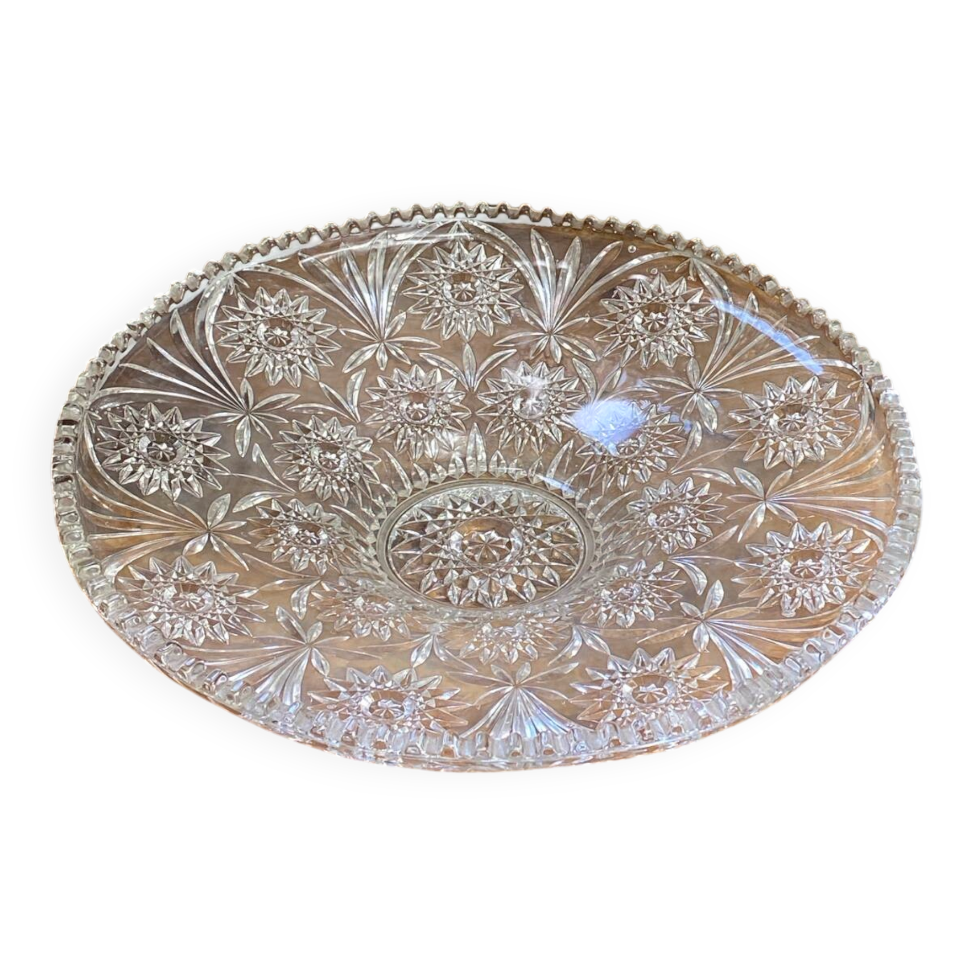 Large cut glass fruit bowl, 1950s