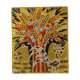 Wall tapestry "the rooster under the bouquet of wheat" signed Rey, circa 1970