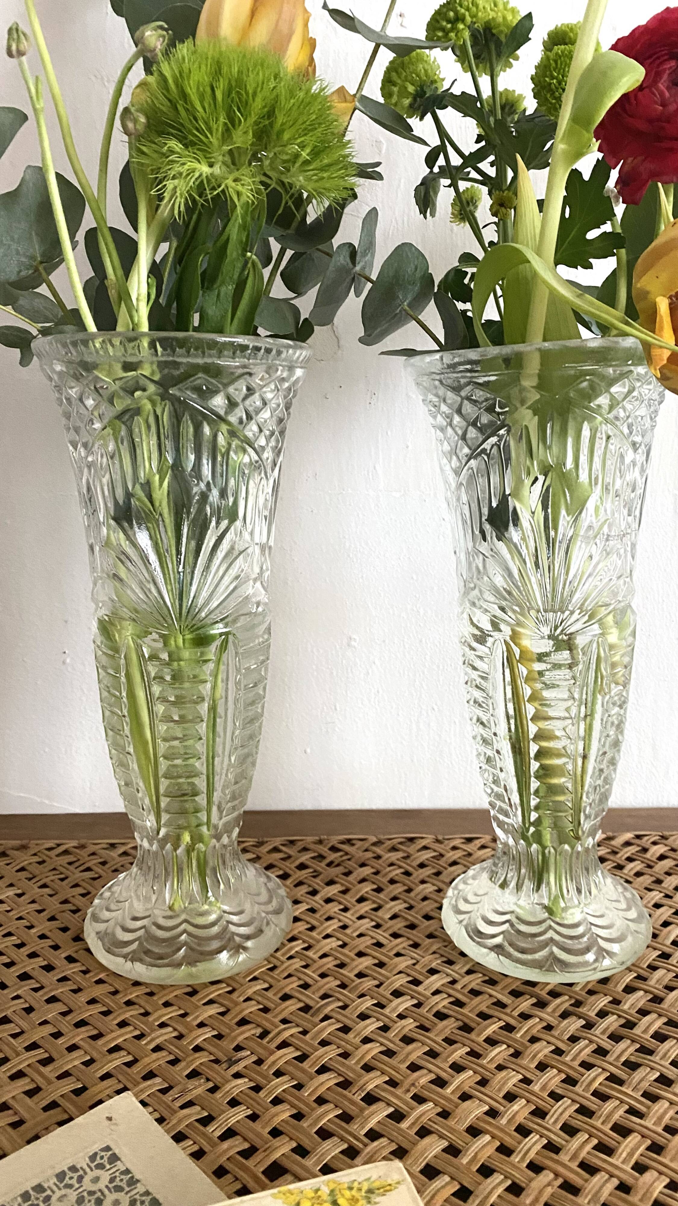Pair of vintage molded glass vases