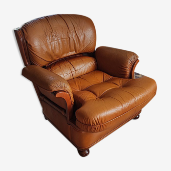 Fauteuil cuir marron