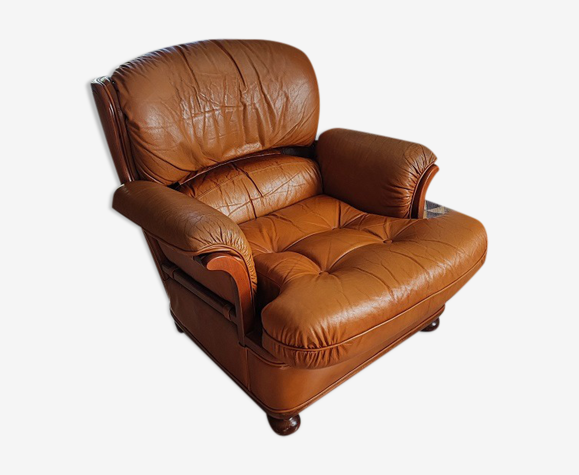 Fauteuil cuir marron