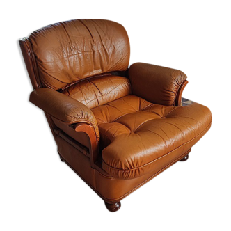 Fauteuil cuir marron