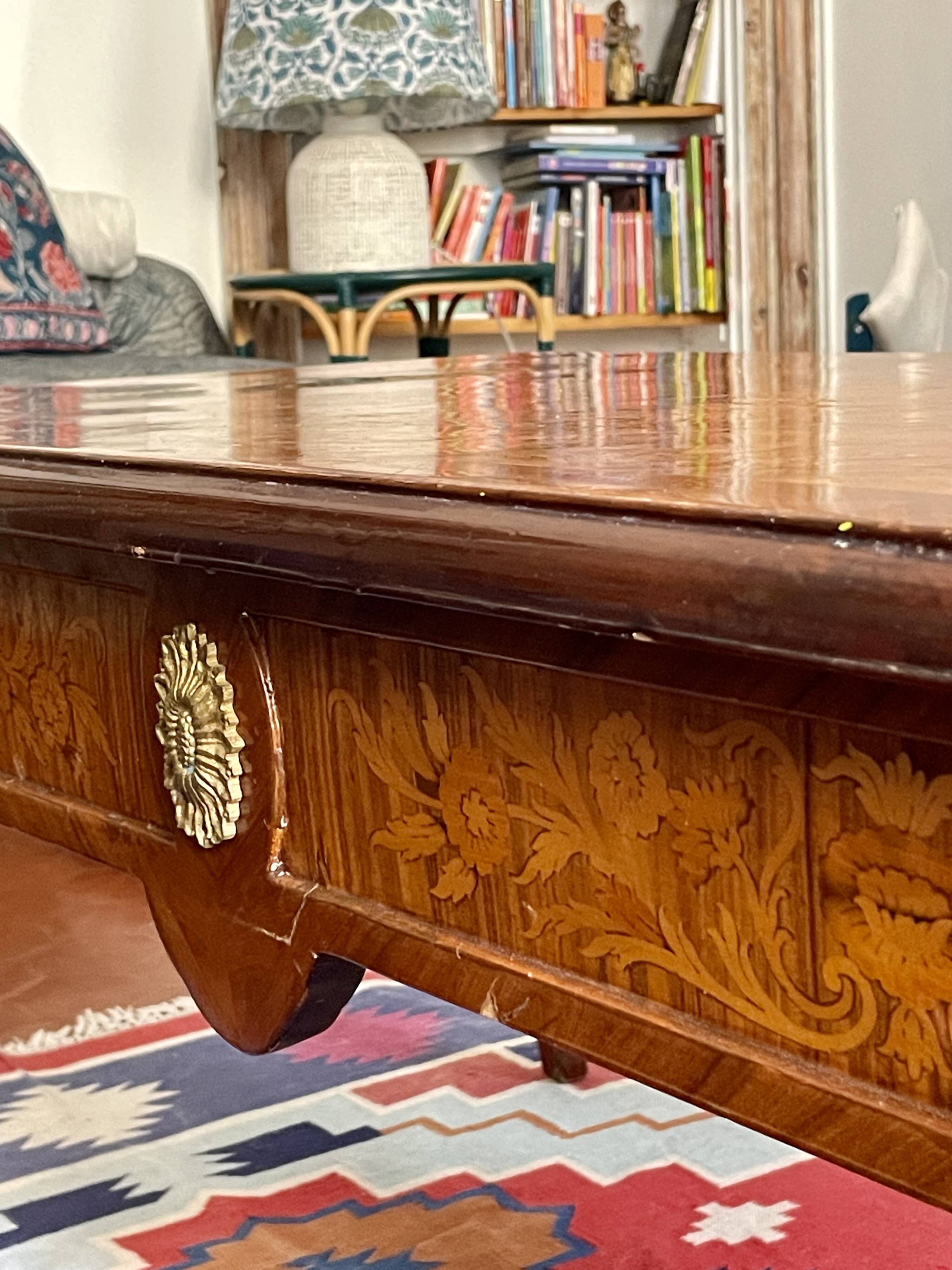 Antique marquetry coffee table