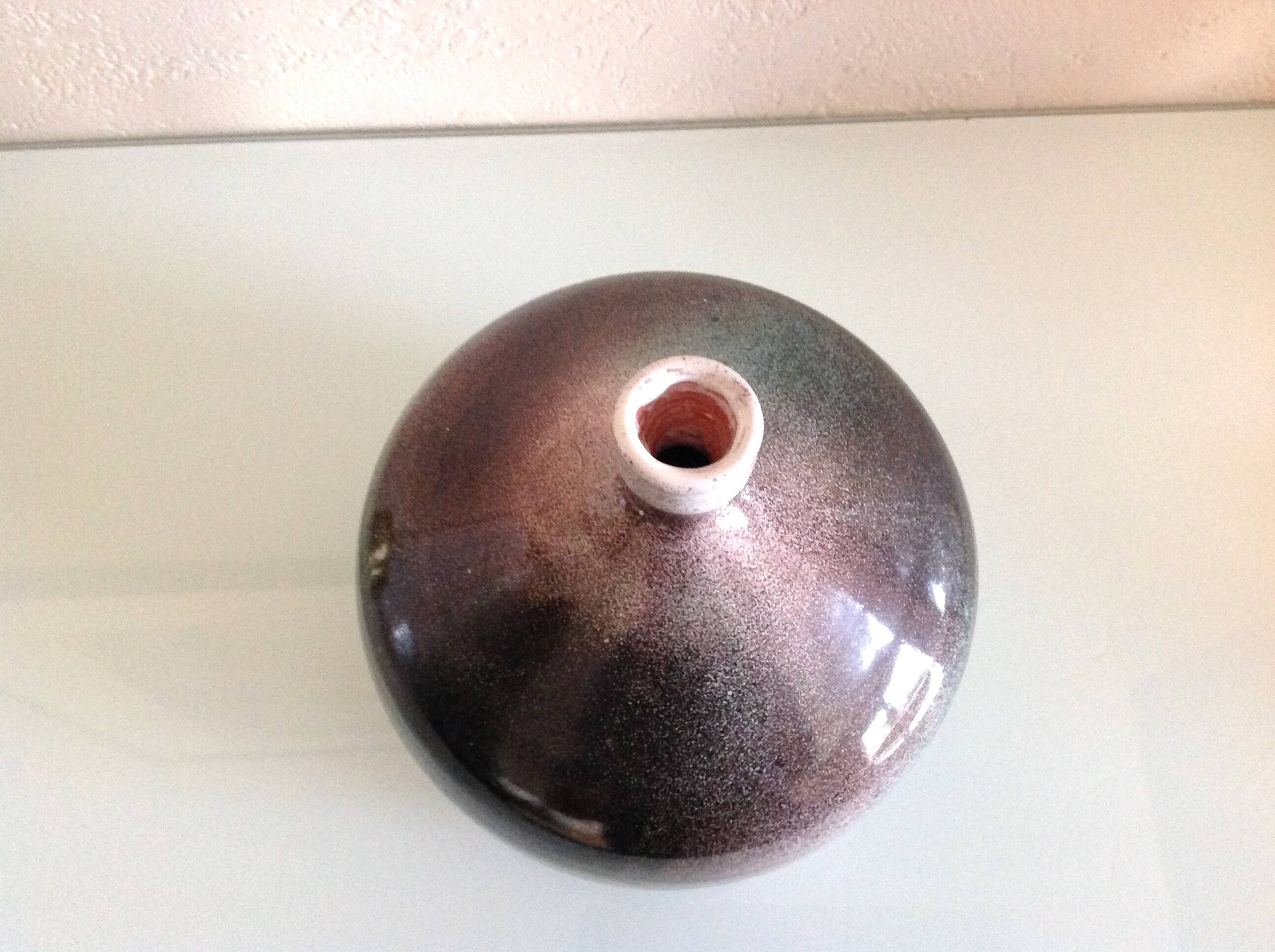 Soliflore ball vase in polychrome ceramic / 70s-80s