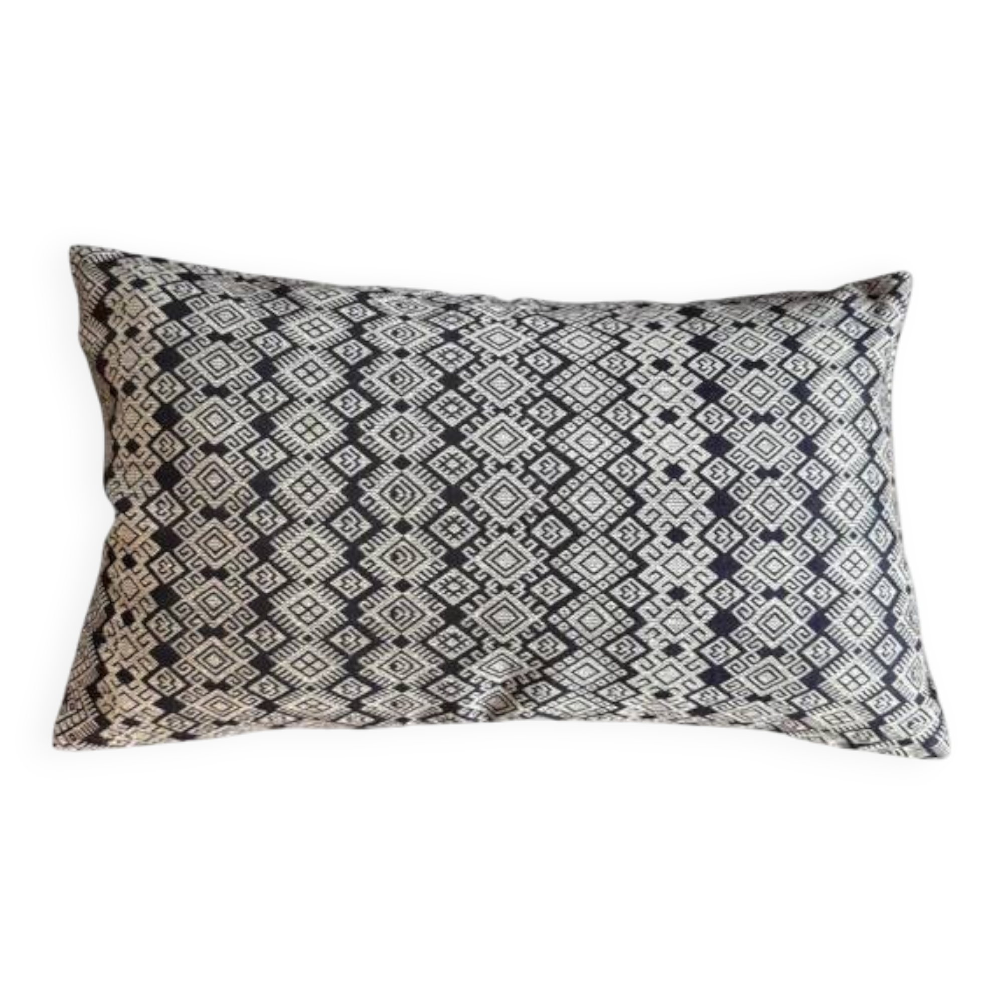 Navy blue and beige Kachin cushion cover (RIDA)