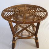 Round coffee table in rattan, Italy 60s
