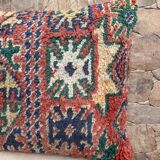 Vintage Berber cushion in purple wool handmade in Morocco