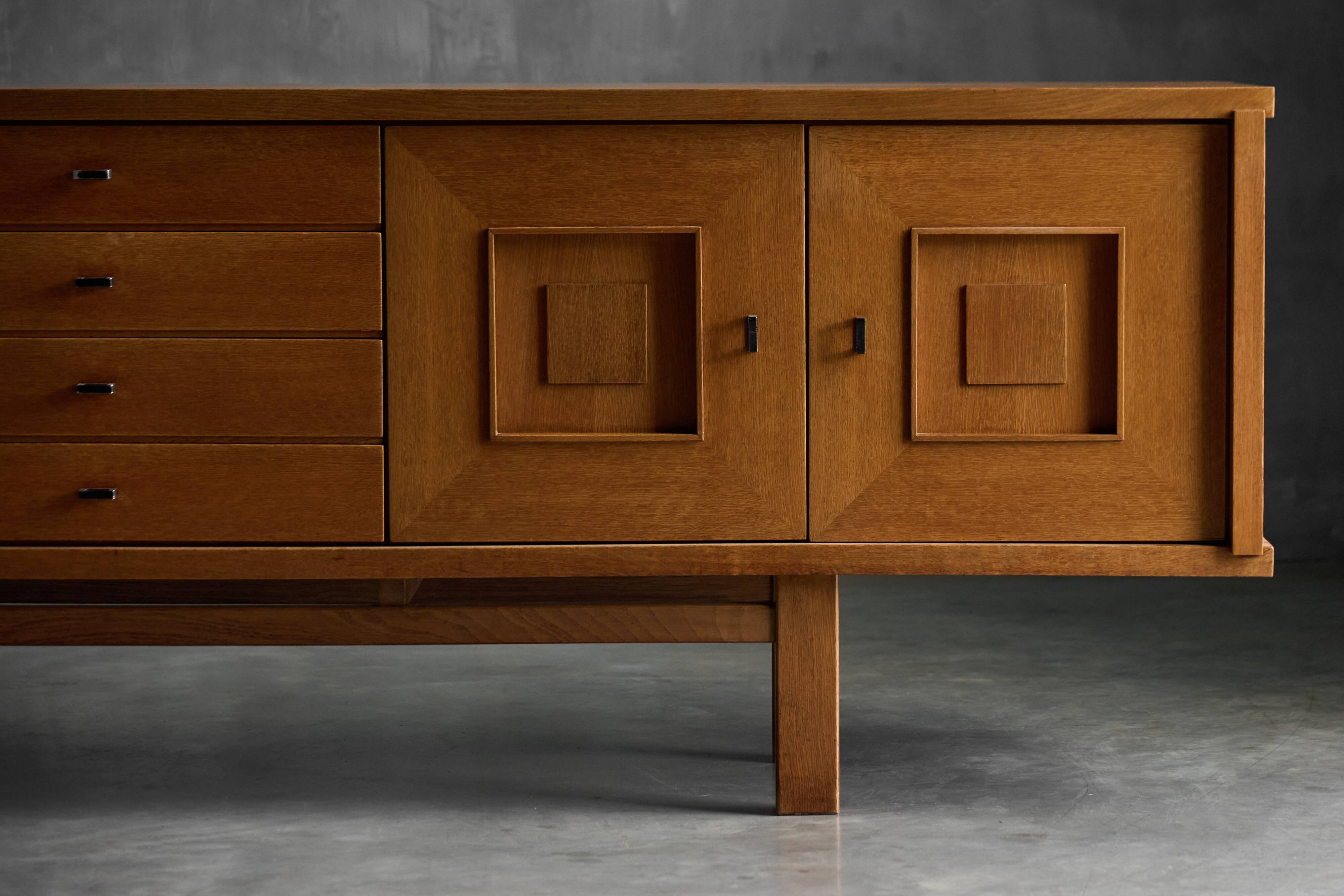 Brutalist Oak Buffet, Belgium, 1960s