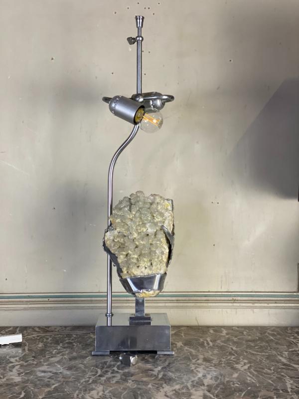 Table lamp, metal and quartz