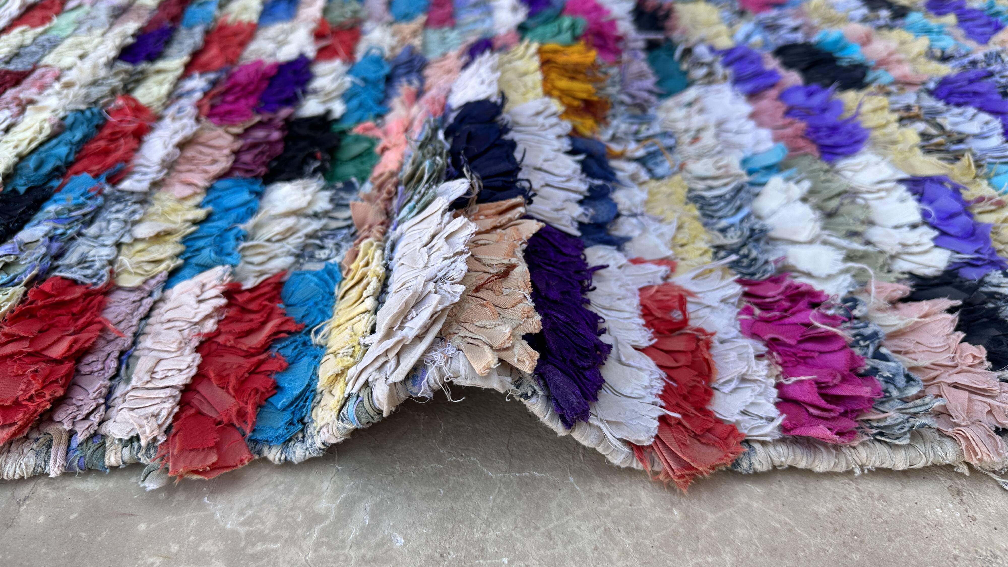 Colorful Boucherouite Moroccan rug - 95 x 211 cm