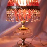 Glass and crystal pink boudoir grapevine lamp