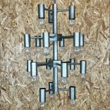 XL 60s 70s Chandelier Chandelier Pendant Lamp Chrome & Metal Design 60s 70s