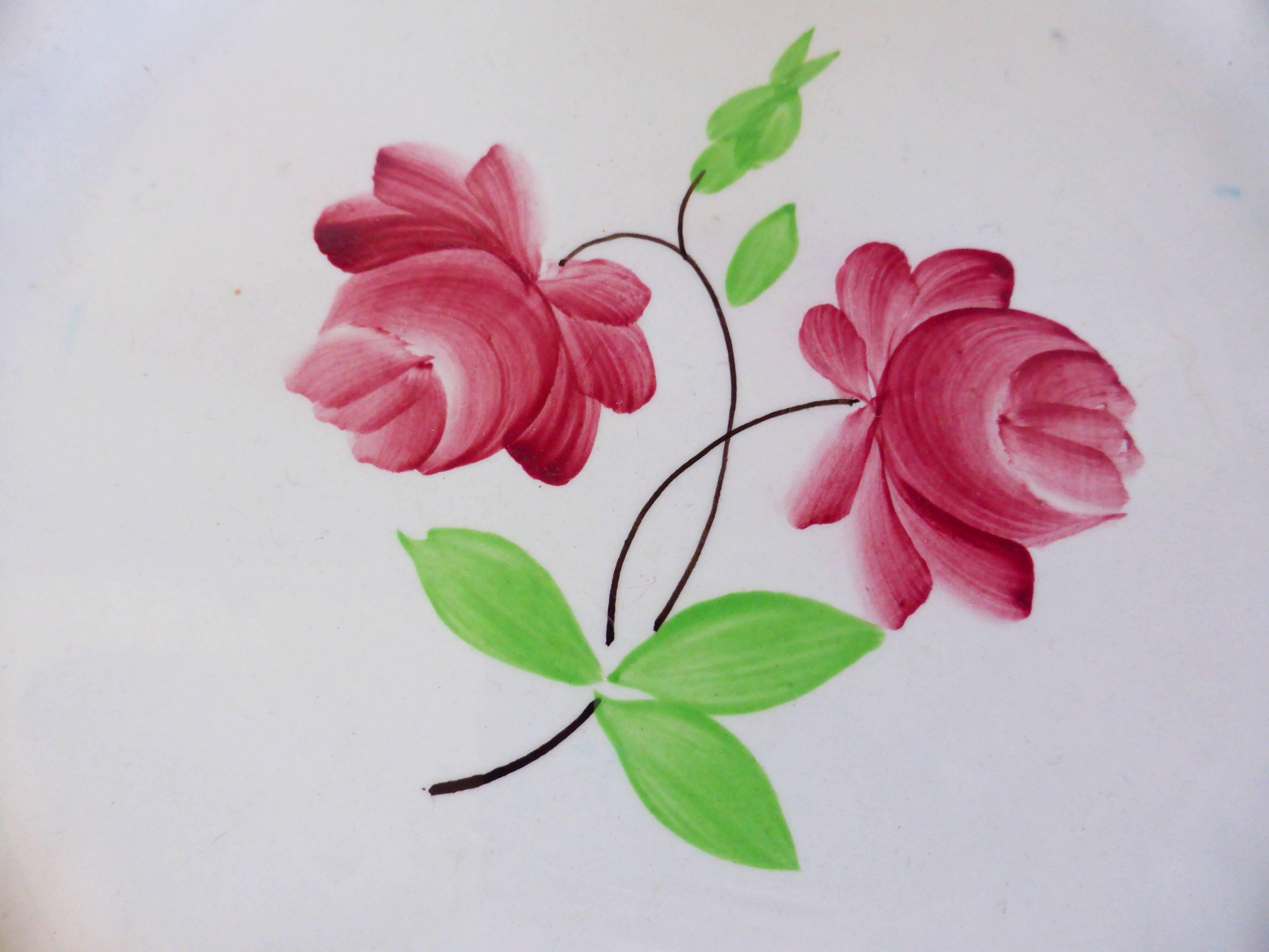2 Luneville dessert plates, Rose Mai model
