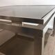 Pair of side tables in brushed steel. Guy Lefèvre for Maison Jansen