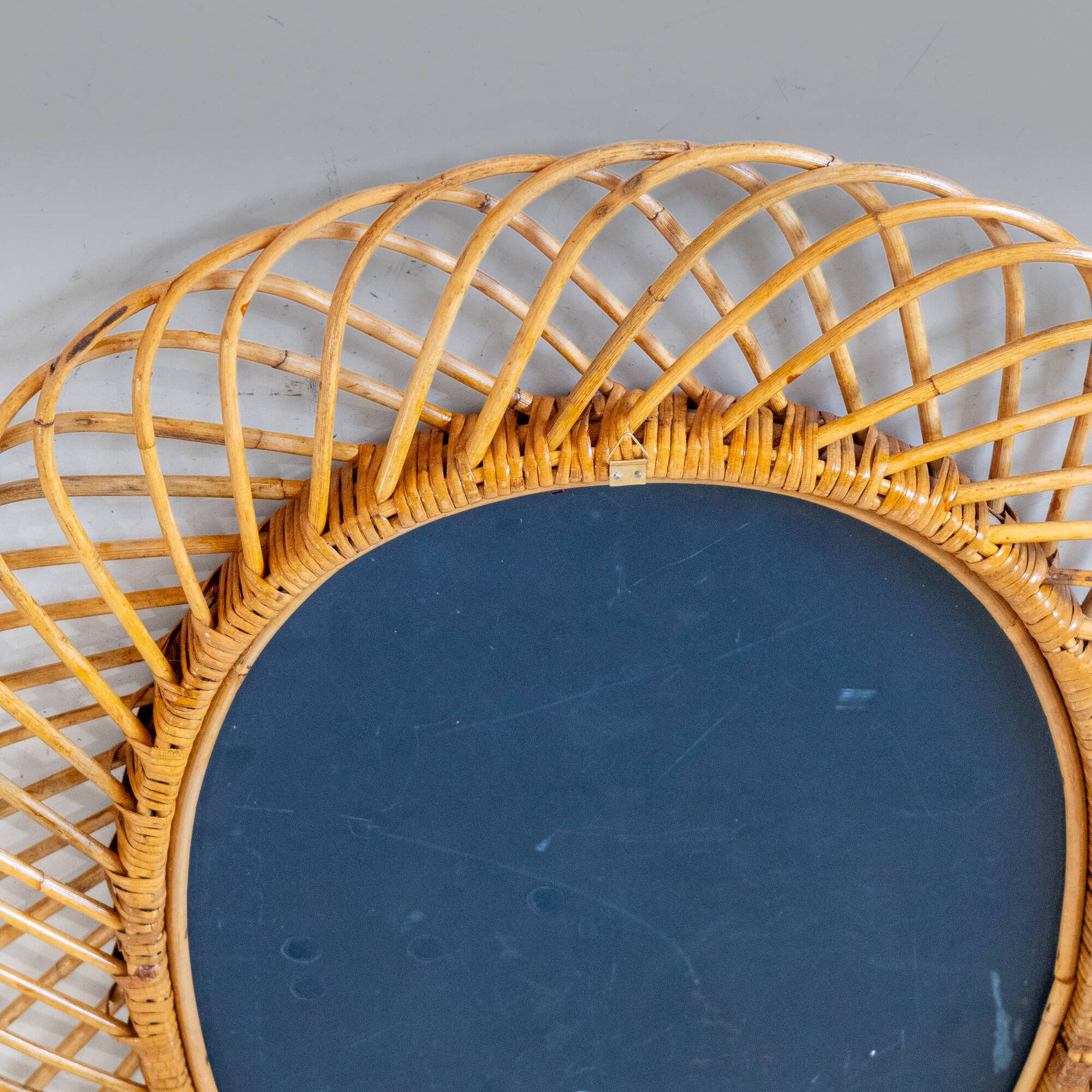 Mid- Century Modern Sunburst Bamboo Mirror, Franco Albini, Italy 1960s